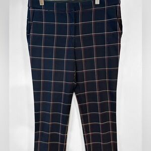 Ann Taylor window pane plaid black/cream/red ankle pants size 10